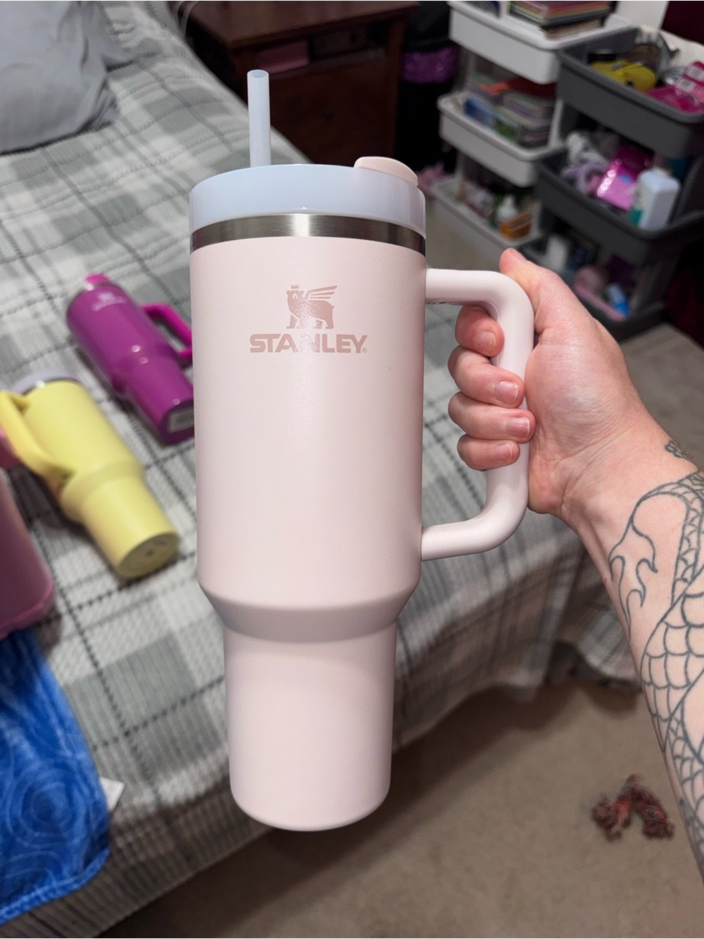 Stanley Pale Pink Insulated Tumbler with Handle and Straw